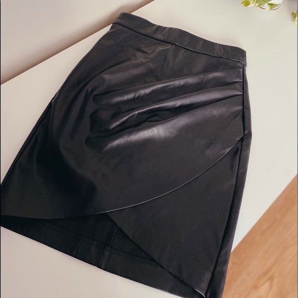 DYNAMITE Faux Leather Bodycon Midi Wrap Skirt - Picture 2 of 5